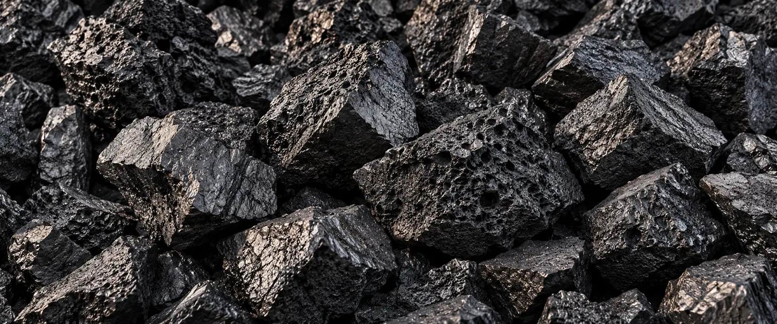 Representative close-up of porous metallurgical coke pieces