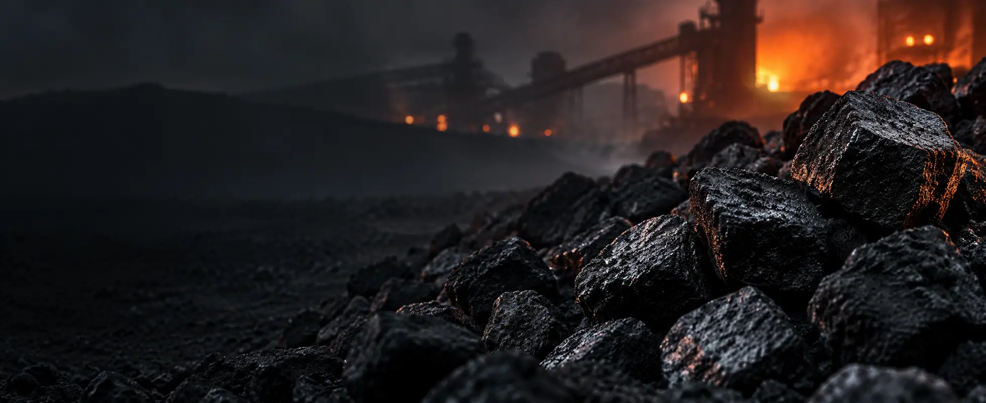 Representative metallurgical coke material in a generic industrial setting